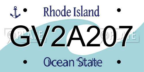 GV2A207 Rhode Island License Plate