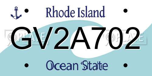 GV2A702 Rhode Island License Plate