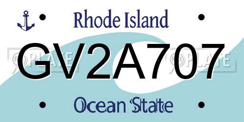 GV2A707 Rhode Island License Plate