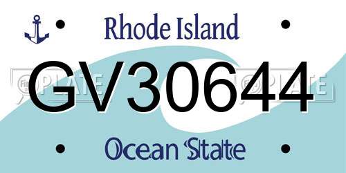 GV30644 Rhode Island License Plate