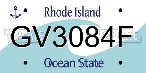 GV3084F Rhode Island License Plate