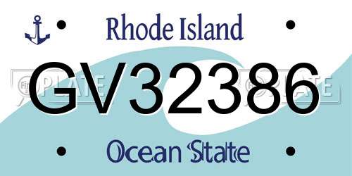 GV32386 Rhode Island License Plate
