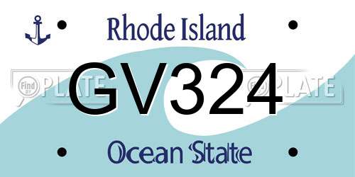 GV324 Rhode Island License Plate