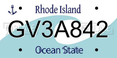 GV3A842 Rhode Island License Plate