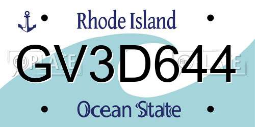 GV3D644 Rhode Island License Plate