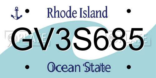 GV3S685 Rhode Island License Plate
