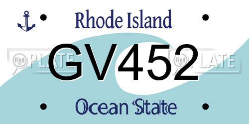 GV452 Rhode Island License Plate