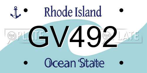 GV492 Rhode Island License Plate