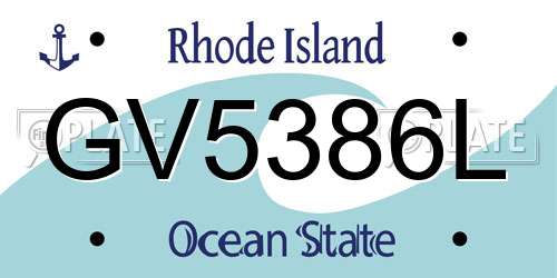 GV5386L Rhode Island License Plate