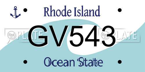 GV543 Rhode Island License Plate