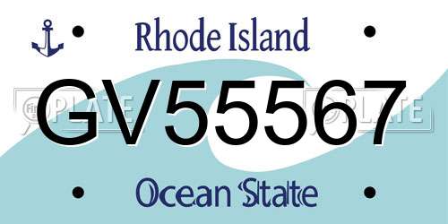 GV55567 Rhode Island License Plate