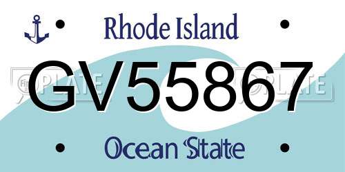 GV55867 Rhode Island License Plate