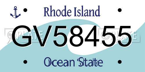 GV58455 Rhode Island License Plate