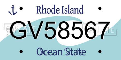 GV58567 Rhode Island License Plate