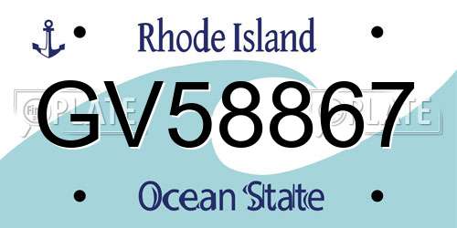 GV58867 Rhode Island License Plate