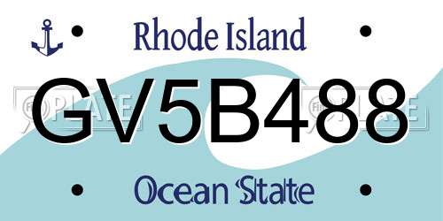 GV5B488 Rhode Island License Plate