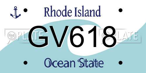 GV618 Rhode Island License Plate