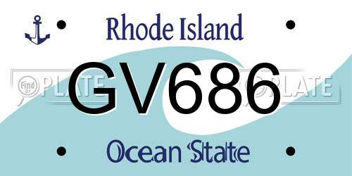 GV686 Rhode Island License Plate