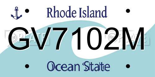 GV7102M Rhode Island License Plate