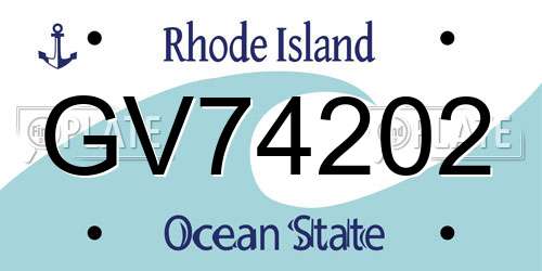GV74202 Rhode Island License Plate