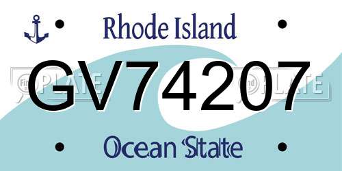 GV74207 Rhode Island License Plate