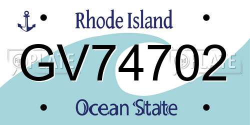 GV74702 Rhode Island License Plate