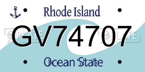 GV74707 Rhode Island License Plate