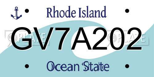 GV7A202 Rhode Island License Plate
