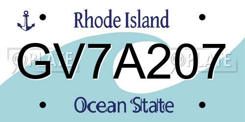 GV7A207 Rhode Island License Plate