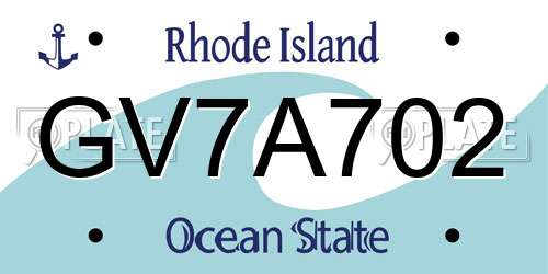 GV7A702 Rhode Island License Plate