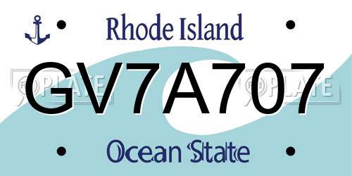 GV7A707 Rhode Island License Plate