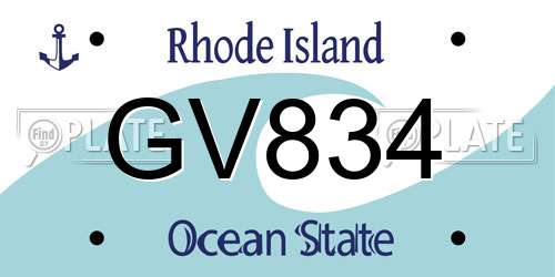 GV834 Rhode Island License Plate