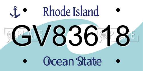 GV83618 Rhode Island License Plate