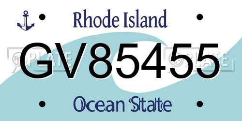 GV85455 Rhode Island License Plate