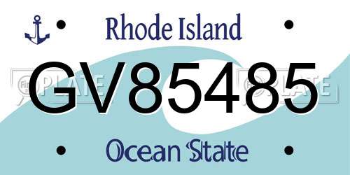 GV85485 Rhode Island License Plate