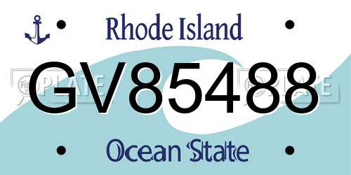 GV85488 Rhode Island License Plate
