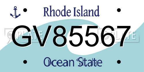 GV85567 Rhode Island License Plate