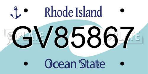 GV85867 Rhode Island License Plate