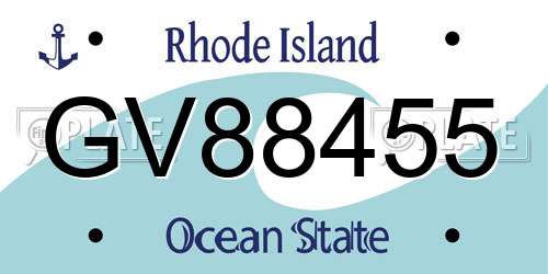 GV88455 Rhode Island License Plate