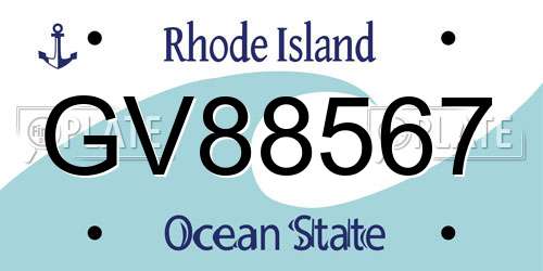 GV88567 Rhode Island License Plate