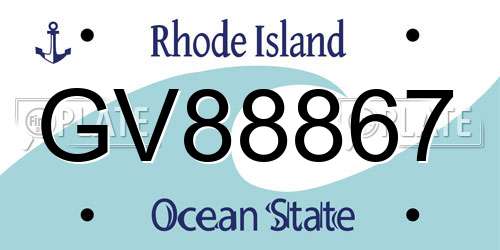 GV88867 Rhode Island License Plate