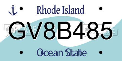 GV8B485 Rhode Island License Plate