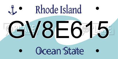 GV8E615 Rhode Island License Plate