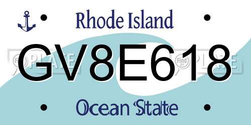 GV8E618 Rhode Island License Plate