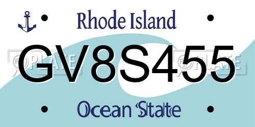 GV8S455 Rhode Island License Plate