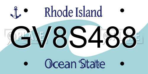GV8S488 Rhode Island License Plate