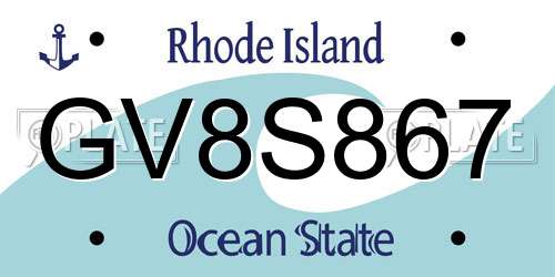 GV8S867 Rhode Island License Plate