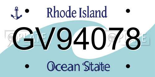 GV94078 Rhode Island License Plate
