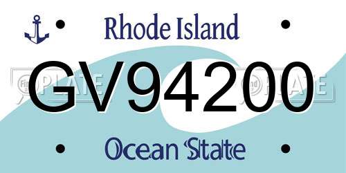 GV94200 Rhode Island License Plate