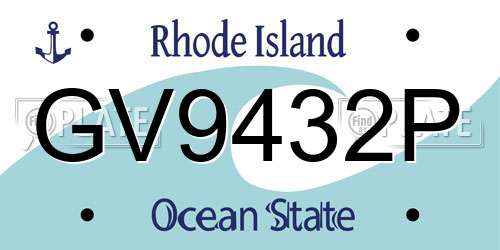GV9432P Rhode Island License Plate